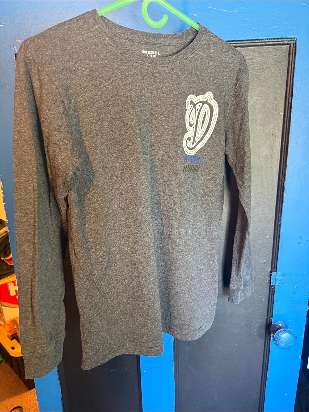 Diesel Dark Gray Long Sleeve Tee with Chest Logo